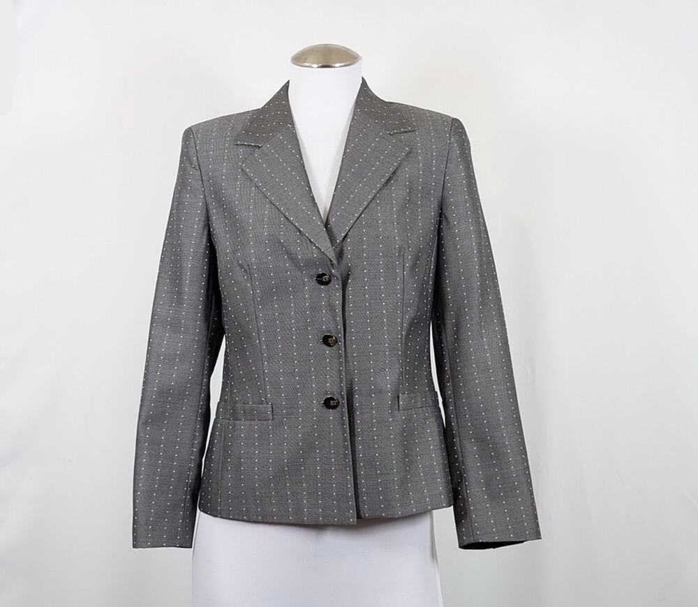 Escada Jacket Gray Dot Pattern Women's Size 38 US 8 Wool Blend Blazer